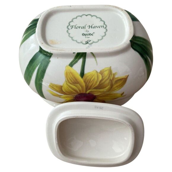 Spode Floral Haven Creamer & Sugar Bowl Set Butterfly Bee England Repaired - Picture 5 of 7